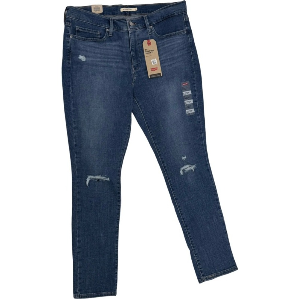 LEVIS 33 NEW 311 Shaping Skinny Blue Distressed Hypersoft Sculpt Jeans Size 16